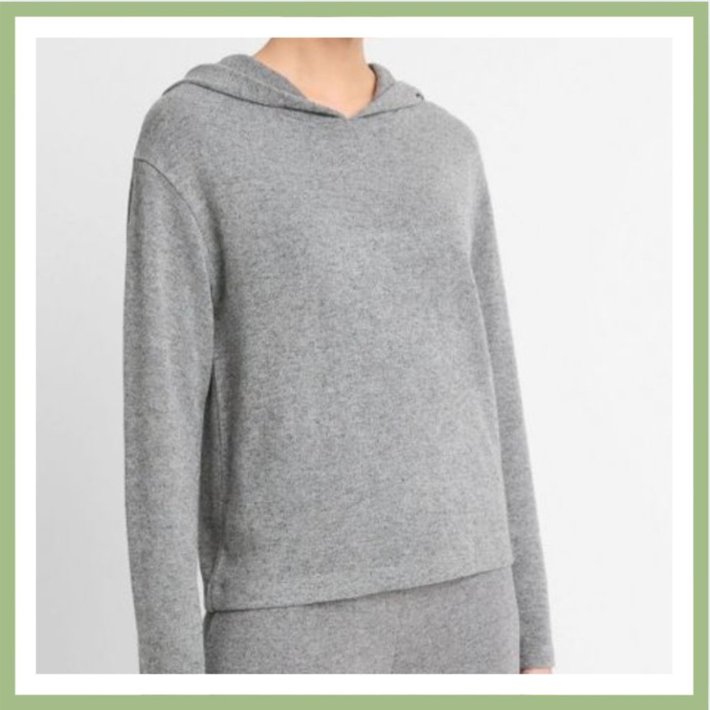 VINCE Gray Cashmere Long Sleeve Sweater with Hood